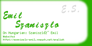 emil szaniszlo business card